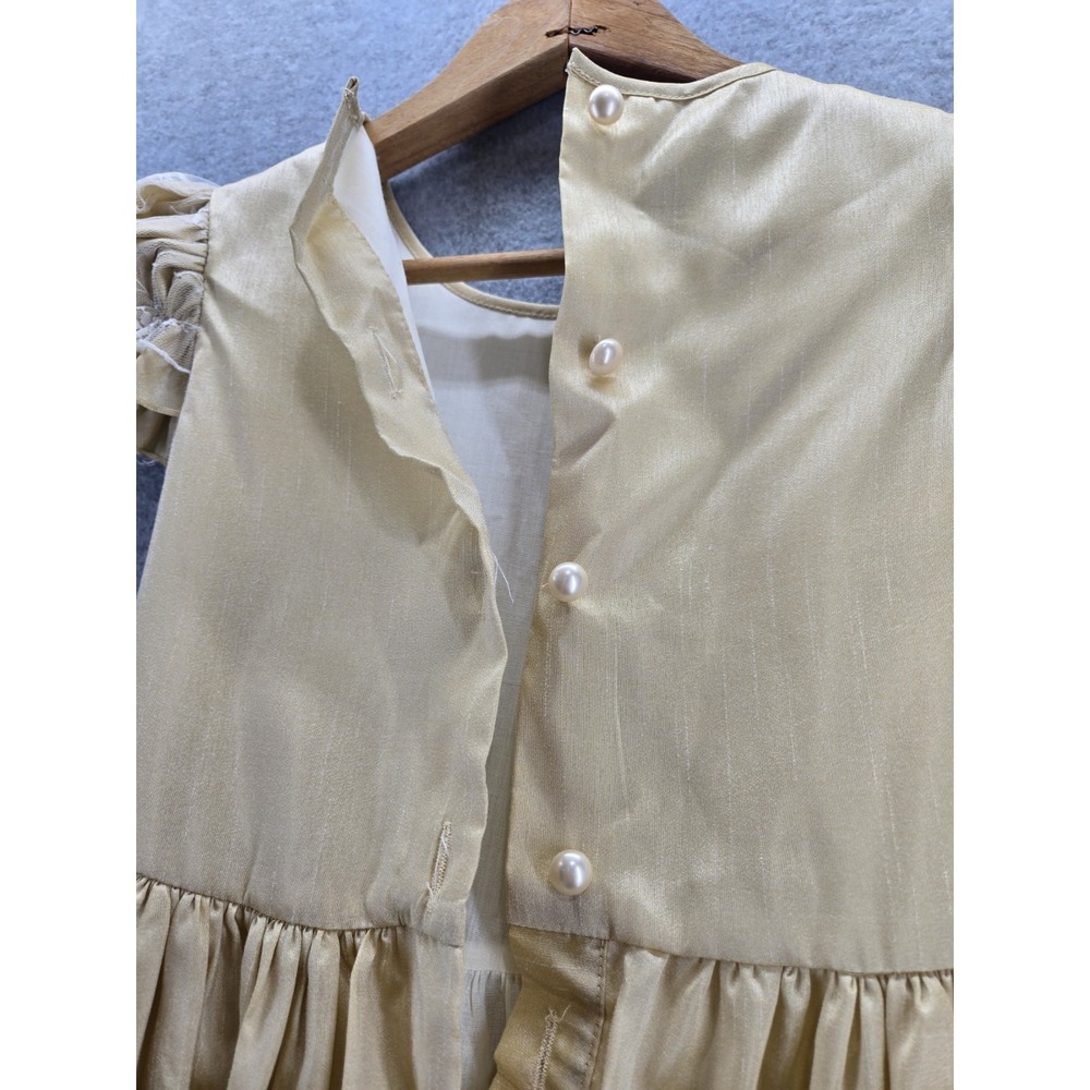 Vintage Style Victorian Girl Gold Doll Dress Embroidered Fabric Orchid 8 - Picture 6 of 8